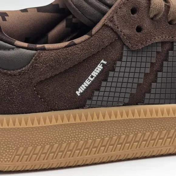 adidas Samba XLG x Minecraft Kids Sneakers Shoes JQ8934 Brown Size 6 New